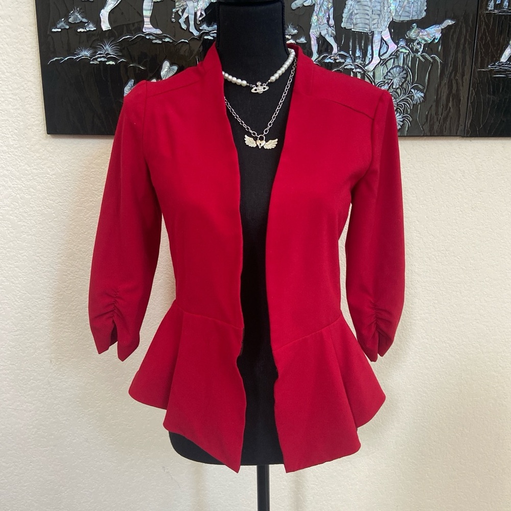 BCX Red Open Peplum Blazer SIZE 2